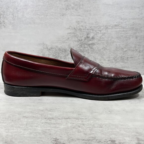 GH Bass & Co Weejuns USA Made Leather Penny Loafers - Men's Size 12 - Burgundy - Picture 2 of 9